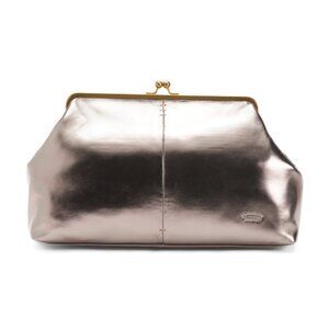 AMERICAN LEATHER CO. Leather Oversized Kisslock Clutch